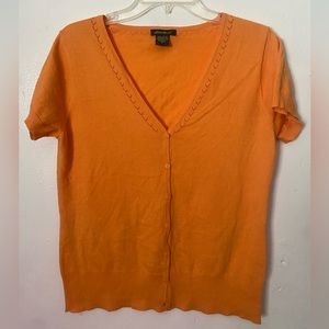 Eddie Bauer  botton down, short sleeve  top in orange